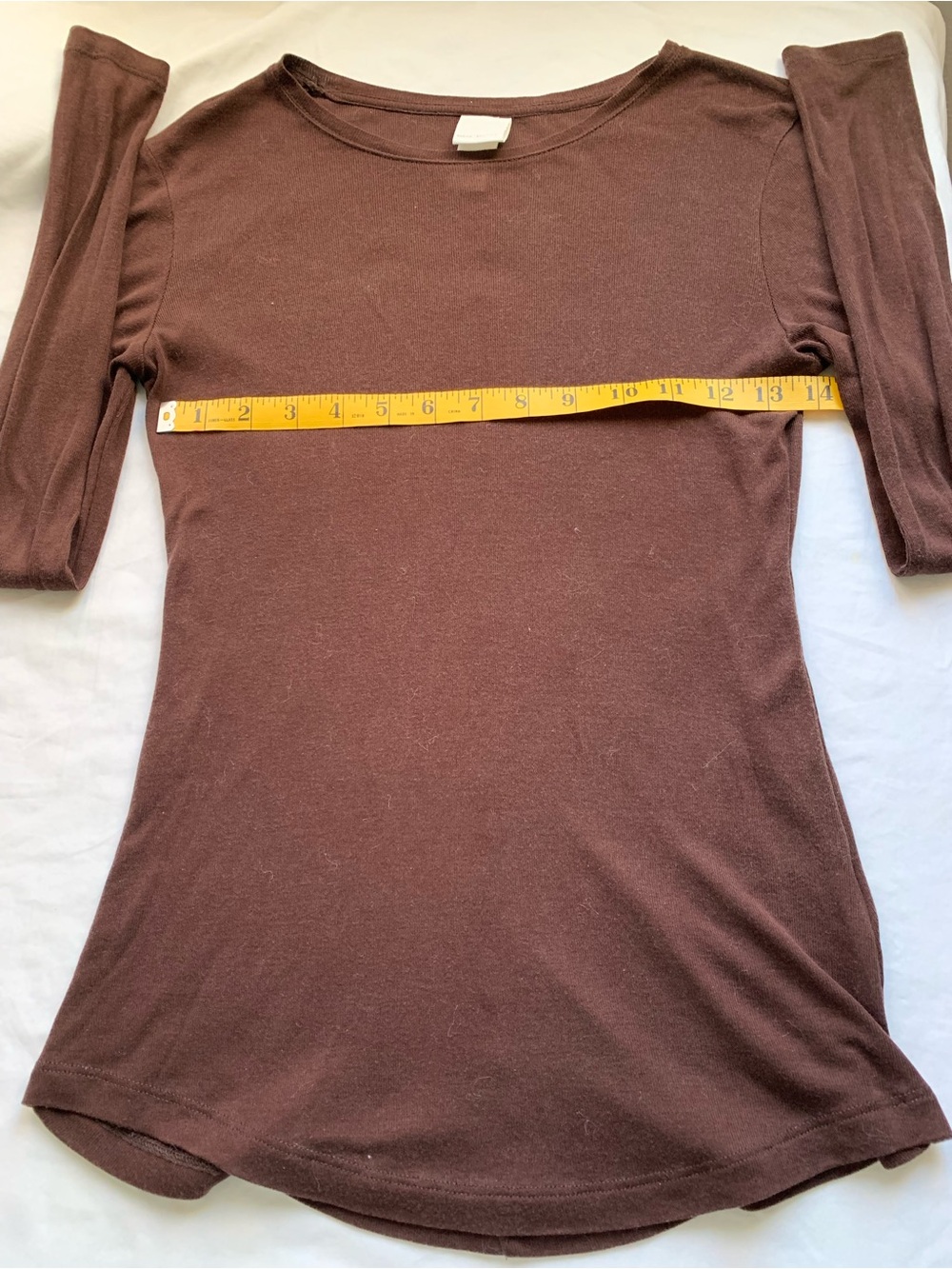 H&M Basics 100% Lyocell Chocolate Brown Scoop Neck Long Sleeve Top S